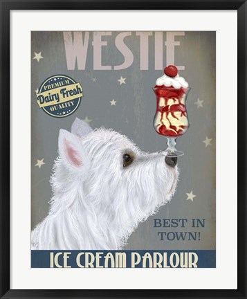 Framed Westie Ice Cream Print