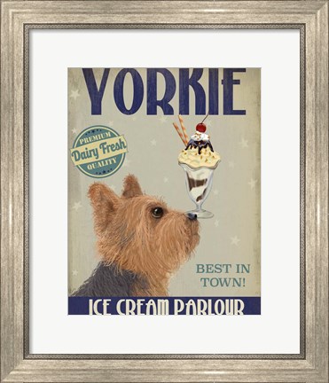 Framed Yorkshire Terrier Ice Cream Print