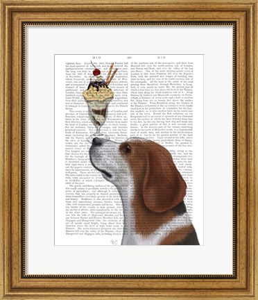 Framed Beagle Ice Cream Print