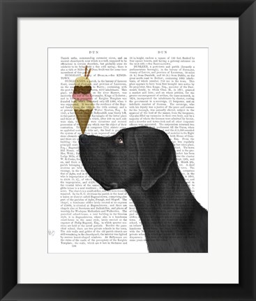 Framed Great Dane, Black, Ice Cream Print