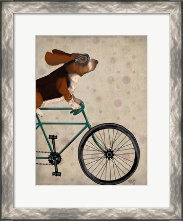 Framed Basset Hound on Bicycle Print