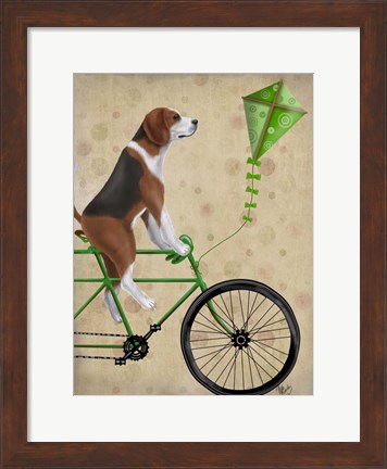 Framed Beagle on Bicycle Print