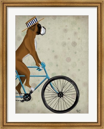 Framed Boxer on Bicycle Print