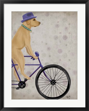 Framed Yellow Labrador on Bicycle Print