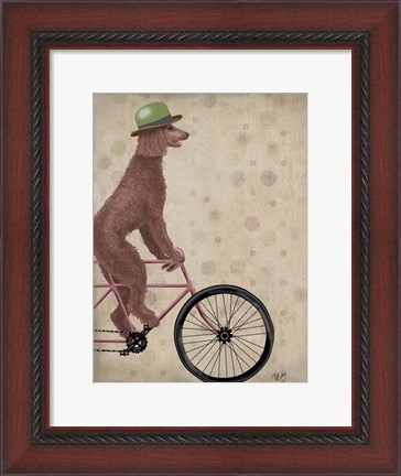 Framed Poodle on Bicycle, Brown Print