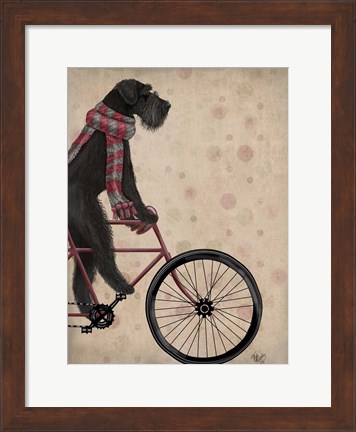 Framed Schnauzer on Bicycle, Black Print