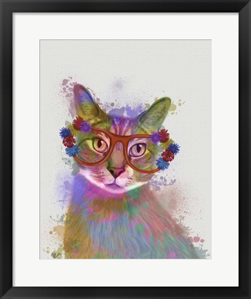 Framed Rainbow Splash Cat 1 Print