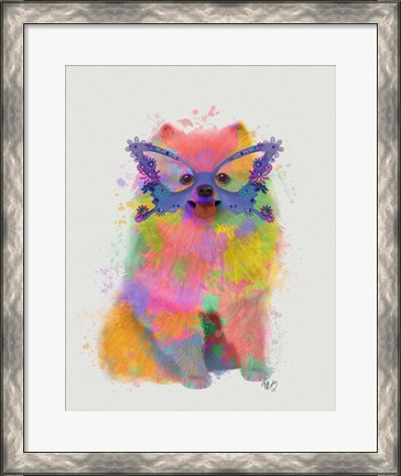 Framed Rainbow Splash Pomeranian Print