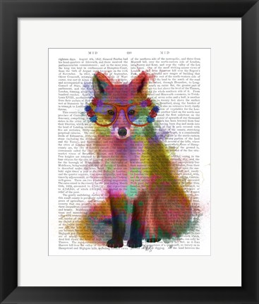 Framed Rainbow Splash Fox 2 Print