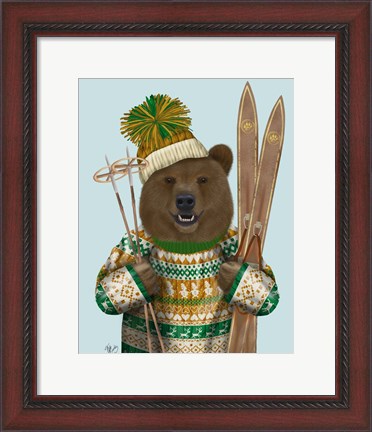 Framed Bear in Christmas Sweater Print