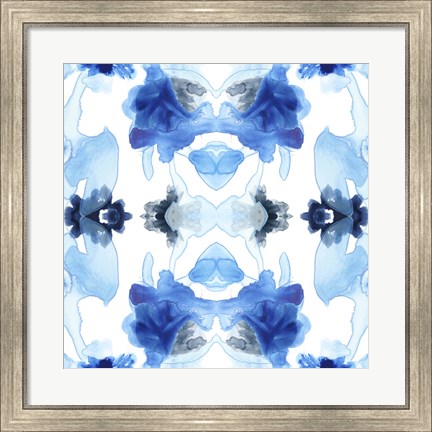 Framed Blue Kaleidoscope I Print