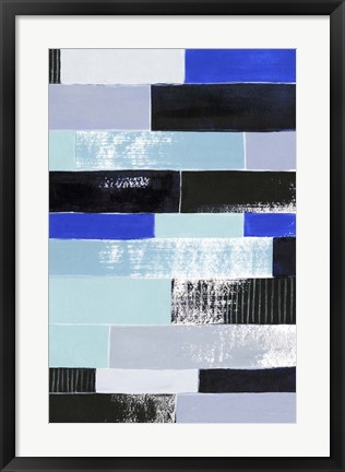 Framed Black &amp; Blue Bricks II Print
