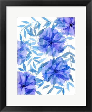 Framed Midnight Flowers I Print