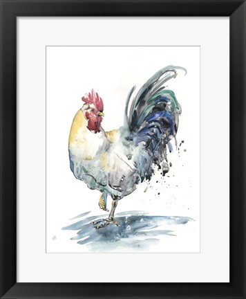 Framed Rooster Splash I Print