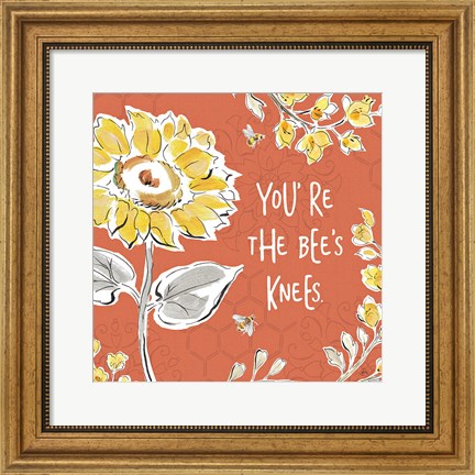 Framed Bee Happy II Spice Print