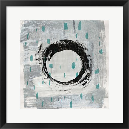 Framed Zen Circle I Crop with Teal Print