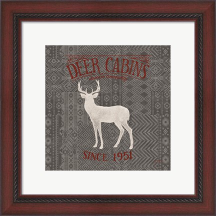 Framed Soft Lodge III Dark with Red Print