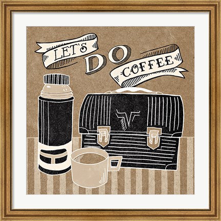 Framed Let&#39;s Do Coffee Taupe Print