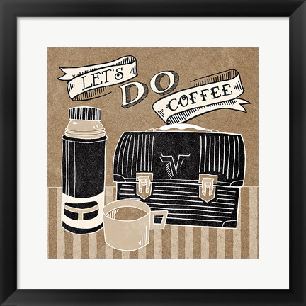 Framed Let&#39;s Do Coffee Taupe Print