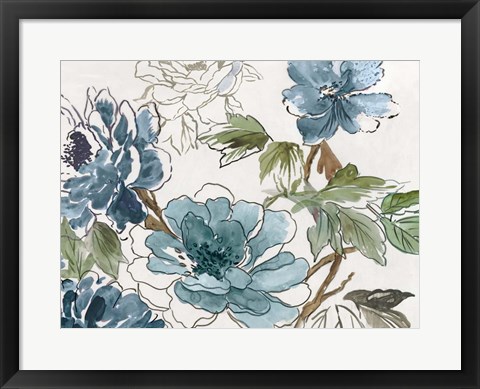 Framed Blue Floral II Print