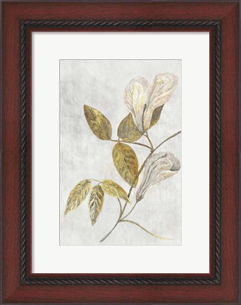 Framed Botanical Gold on White III Print