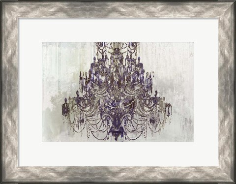 Framed Plum Chandelier on White Print