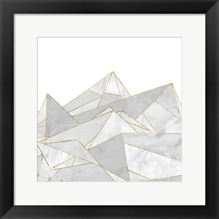 Framed Marbled Geo Mountains I Print
