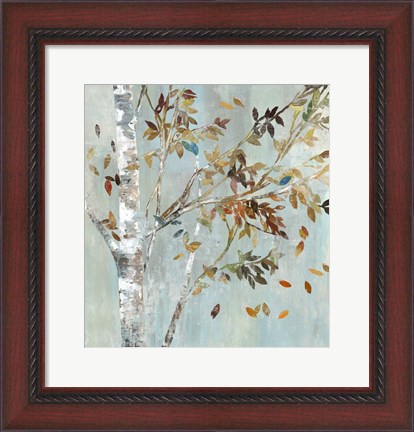 Framed Birch with Leaves I Print