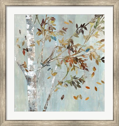 Framed Birch with Leaves I Print