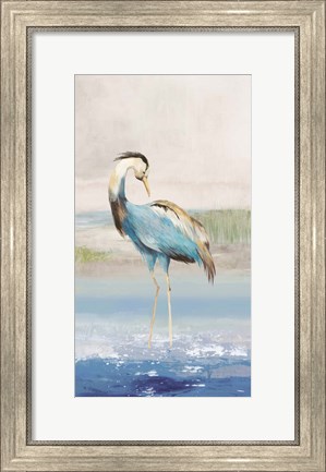 Framed Heron on the Beach I Print