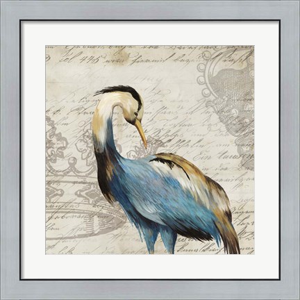 Framed Heron I Print