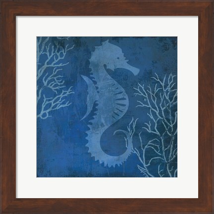Framed Navy Sea horse Print