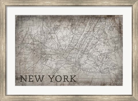 Framed New York Map White Print