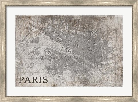 Framed Map Paris White Print