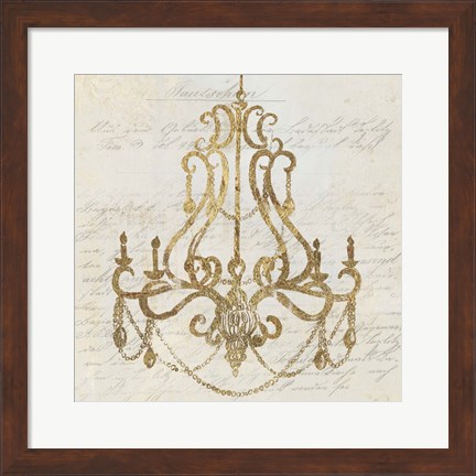 Framed Golden Chandelier I Print