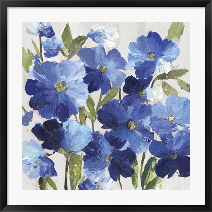 Framed Cobalt Poppies I Print