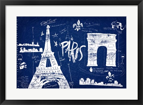 Framed Paris Blue Print