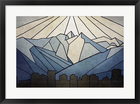 Framed Geometric Mountain Print