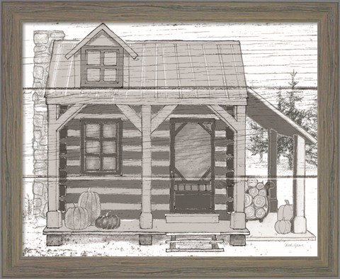 Framed Fall Cabin II Print