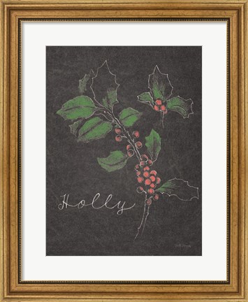 Framed Chalkboard Christmas Greenery II Print
