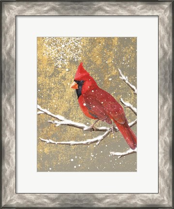 Framed Winter Birds Cardinal Color Print