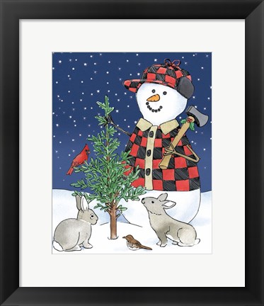 Framed Lodge Snowmen IV Print