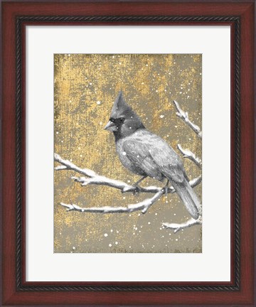 Framed Winter Birds Cardinal Neutral Print