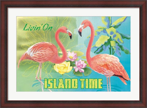Framed Island Time Flamingo I Bright Print