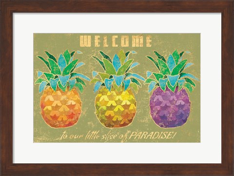 Framed Island Time Pineapples Welcome Print