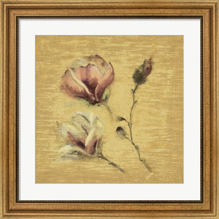 Framed Magnolia Blossom on Gold Print