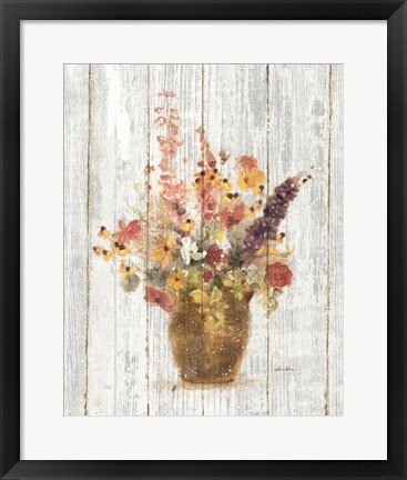 Framed Wild Flowers in Vase I on Barn Board Print
