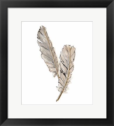 Framed Gold Feathers VIII Print
