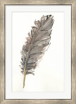 Framed Gold Feathers VII Print