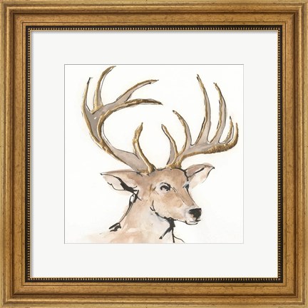 Framed Gilded Mule Deer Print
